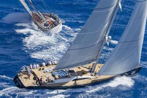 Solleone (ITA) and Selene (CAY) competing in Class A - 2015 Rolex Swan Cup Caribbean photo copyright  Rolex / Carlo Borlenghi http://www.carloborlenghi.net taken at  and featuring the  class
