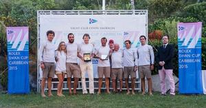 Winning crews of Swan 80 Selene and Swan 53 Music - Rolex Swan Cup Caribbean 2015 photo copyright Nautor's Swan/Carlo Borlenghi taken at  and featuring the  class