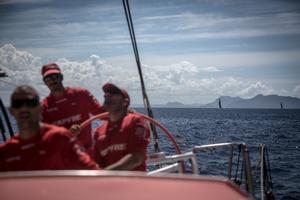 Mapfre leaves the Coromandel coastline astern as they head into the Pacific Ocean on Day 1, Leg 5 - Volvo Ocean Race 2014-15 photo copyright Francisco Vignale/Mapfre/Volvo Ocean Race taken at  and featuring the  class