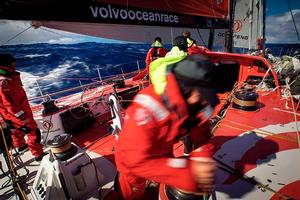 Leg 5, Day 9 - Gybing - Dongfeng gybing along the ice exclusion zone photo copyright Yann Riou / Dongfeng Race Team taken at  and featuring the  class
