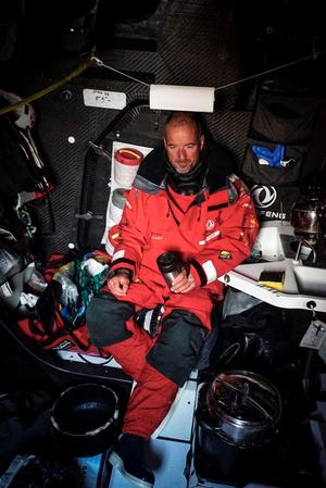 Leg 5, Day 9 - Damian Foxall on standby between two gybes photo copyright Yann Riou / Dongfeng Race Team taken at  and featuring the  class
