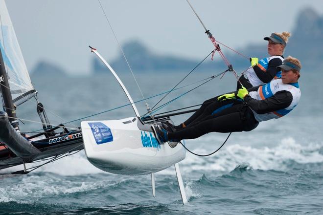 Renee Groeneveld and Steven Krol - ISAF Sailing World Cup Hyeres ©  Franck Socha / ISAF Sailing World Cup Hyeres http://swc.ffvoile.fr/