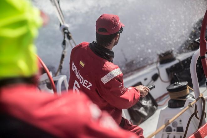 Leg six to Newport onboard MAPFRE. Day 11. Rob Greenhalgh and Carlos Hernandez during their watch,trimming the main - Volvo Ocean Race 2015 © Francisco Vignale/Mapfre/Volvo Ocean Race