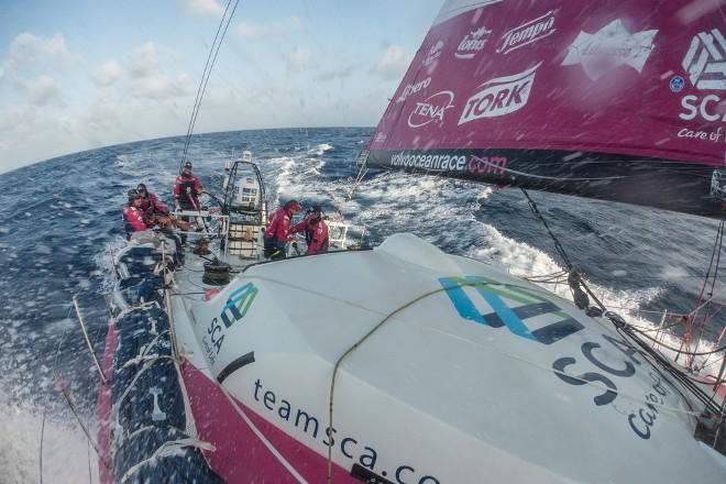 Leg six to Newport onboard Team SCA. Day 10. It's been a wet and wild day on board Team SCA! - Volvo Ocean Race 2015 © Corinna Halloran / Team SCA