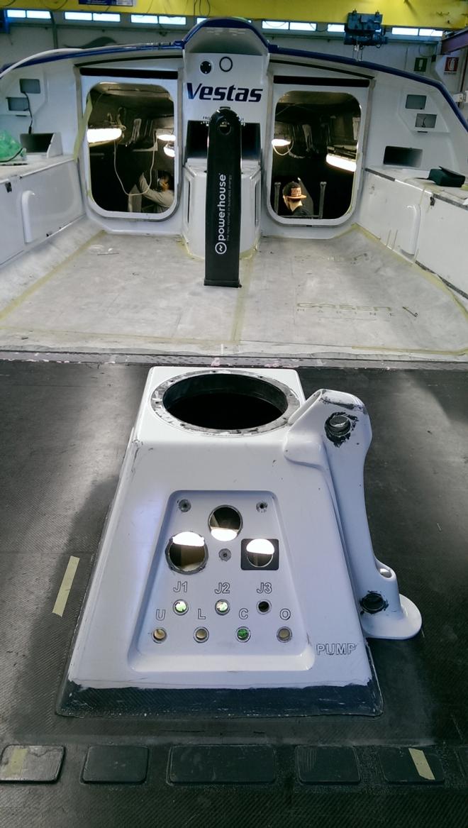 Cockpit rebuild - Team Vestas Wind - Four weeks from relaunch - Volvo Ocean Race 2015 © Persico Marine / Volvo Ocean Race