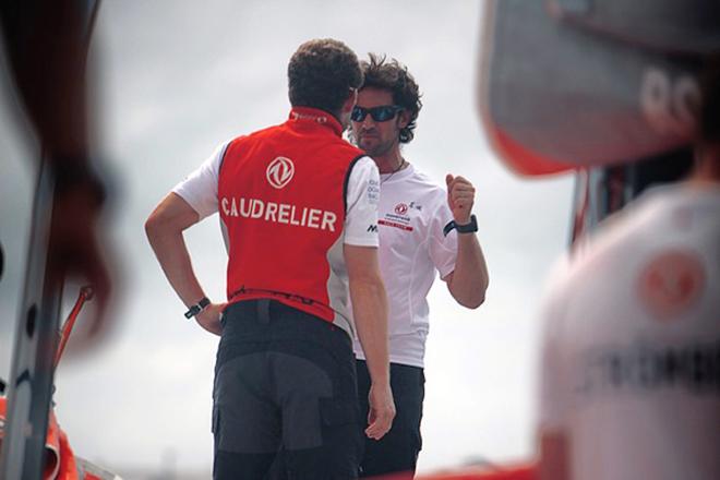 Skipper Charles Caudrelier and Boat Captain Graham Tourell ahead of today's sailing © Dongfeng Race Team