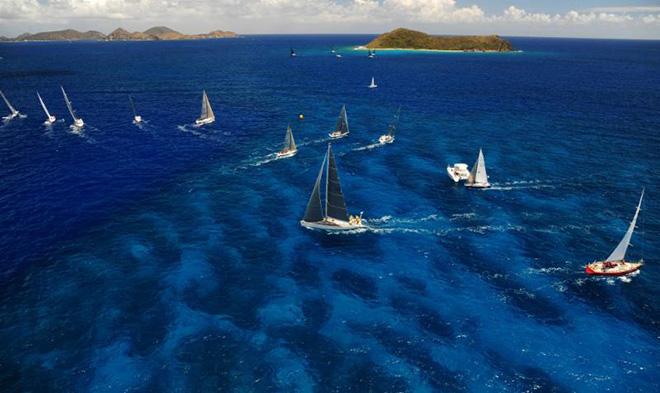 Beautiful in blue - racing in the stunning waters of the British Virgin Islands on the penultimate day of the 2015 BVI Spring Regatta  © Todd VanSickle / BVI Spring Regatta http://www.bvispringregatta.org