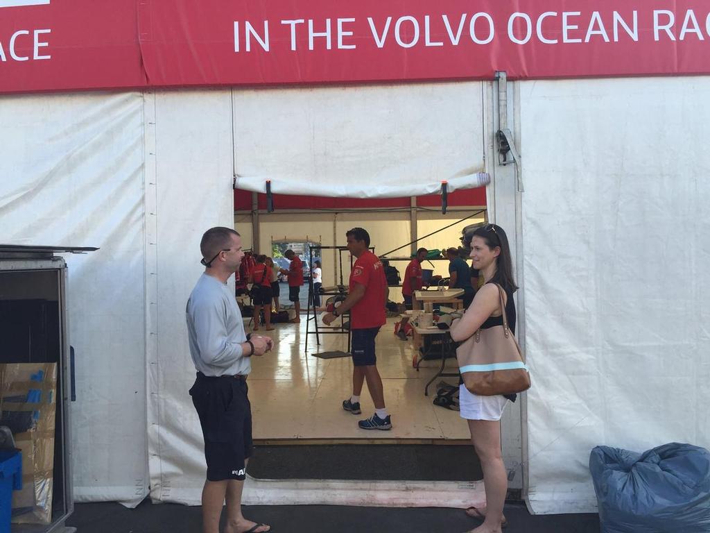  Heather does Itajai - Southern Spars ECsix shirt design competition winner Heather McCarthy, gets a guided tour of the Volvo Ocean race Village from ECsix's Ike Bowen photo copyright Southern Spars taken at  and featuring the  class