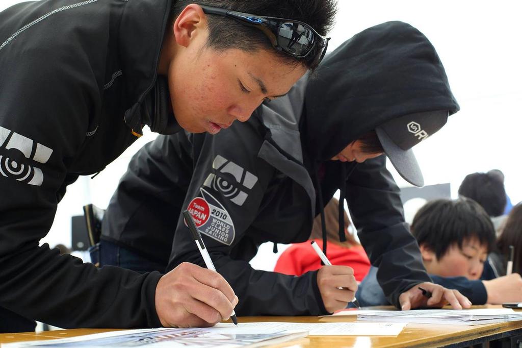 Signing on  - Red Bull Foiling Generation Search - Japan April 2015 © Red Bull Extreme Racing 