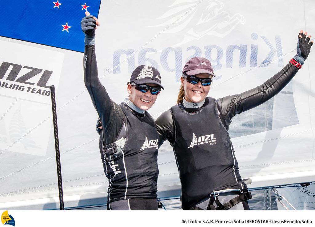 Jo Aleh and Polly Powrie, win Gold in the Womens 470 class at the 46th Princesa Sofia  Iberostar Trophy , Palma de Mallorca, Spain, photo copyright  Jesus Renedo / Sailing Energy http://www.sailingenergy.com/ taken at  and featuring the  class