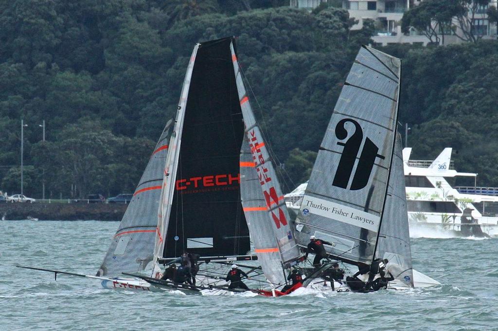 Thurlow Fisher, C-Tech and Knight Frank  - Day 3, ANZAC 18ft Skiff Regatta, Auckland photo copyright Richard Gladwell www.photosport.co.nz taken at  and featuring the  class