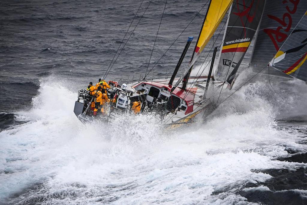 March 30, 2013. Abu Dhabi Ocean Racing second boat in the fleet of Volvo Ocean 65 fleet to go around Cape Horn. photo copyright Rick Tomlinson/Volvo Ocean Race http://www.volvooceanrace.com taken at  and featuring the  class