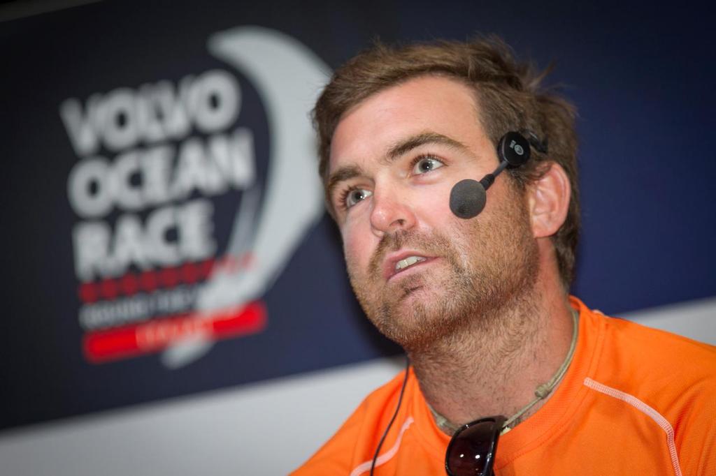 April 17, 2015. Skippers Press Conference in Itajai, Brazil. Team Alvimedica Skipper Charlie Enright photo copyright  Ainhoa Sanchez/Volvo Ocean Race taken at  and featuring the  class