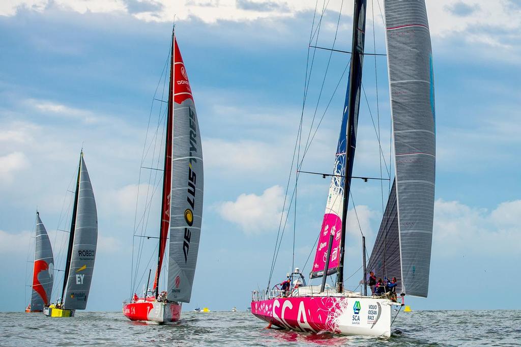 April 18, 2015. Team Vestas Wind In-Port Race Itajai; The fleet photo copyright Buda Mendes / Volvo Ocean Race taken at  and featuring the  class