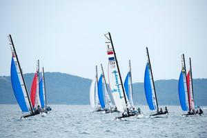 Nacra 17 - Day 1, ISAF Sailing World Cup Hyeres 2015 photo copyright ISAF  taken at  and featuring the  class