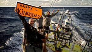 Onboard Team Brunel – Bouwe Bekking And Rokas Milevicius celebrate Kingsday in Holland - Volvo Ocean Race 2015 photo copyright Stefan Coppers/Team Brunel taken at  and featuring the  class