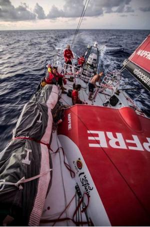 Onboard MAPFRE – First thing in the morning, after SCA and Brunel have crossed us - Leg six to Newport – Volvo Ocean Race 2015 photo copyright Francisco Vignale/Mapfre/Volvo Ocean Race taken at  and featuring the  class
