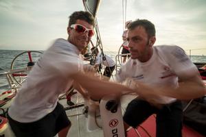 Leg six to Newport onboard Dongfeng Race Team. Day 1. Thomas Rouxel and Eric Peron. - Volvo Ocean Race 2015 photo copyright Sam Greenfield/Dongfeng Race Team/Volvo Ocean Race taken at  and featuring the  class