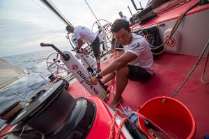 Leg six to Newport onboard Dongfeng Race Team. Day 1. Surrounded by water but we can't drink unless we pump. - Volvo Ocean Race 2015 photo copyright Sam Greenfield/Dongfeng Race Team/Volvo Ocean Race taken at  and featuring the  class