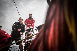 April 3,2015. Leg 5 to Itajai onboard MAPFRE. Day 15. Iker Martinez and Jean Luc Nelias during a tack. photo copyright Francisco Vignale/Mapfre/Volvo Ocean Race taken at  and featuring the  class