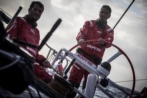 Leg six to Newport onboard MAPFRE. Andre Fonseca,aka Bochecha,and Carlos Hernandez early this morning. - Volvo Ocean Race 2015 photo copyright Francisco Vignale/Mapfre/Volvo Ocean Race taken at  and featuring the  class