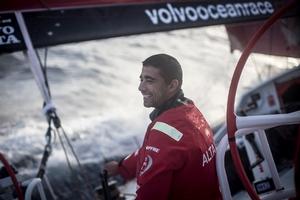 Leg six to Newport onboard MAPFRE. Day 11. Willy Altadil having a nice chat with his watch partner Antonio Cuervas-Mons '–eti' - Volvo Ocean Race 2015 photo copyright Francisco Vignale/Mapfre/Volvo Ocean Race taken at  and featuring the  class