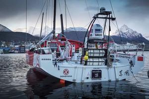 Onboard Dongfeng Race Team - Dongfeng Race Team retire from leg five. They're currently in Ushuaia securing the mast so they can continue their journey to Itajai by motor - Leg five to Itajai -  Volvo Ocean Race 2015 photo copyright Yann Riou / Dongfeng Race Team taken at  and featuring the  class