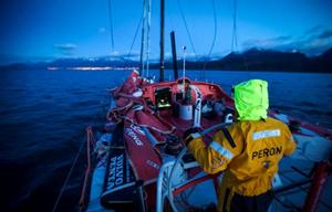 Onboard Dongfeng Race Team - Eric Peron driving the de-masted VO65 into Ushuaia - Leg five to Itajai -  Volvo Ocean Race 2015 photo copyright Yann Riou / Dongfeng Race Team taken at  and featuring the  class