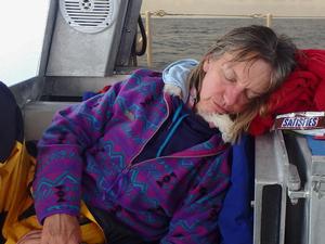 Here is a great example of non-verbal communication – while at anchor after a long passage, the message is obvious . . . “Do NOT DISTURB and I am NOT making dinner!” photo copyright Ken Gillstrom taken at  and featuring the  class