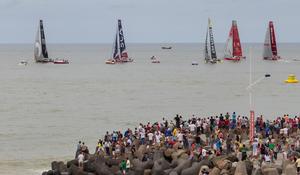The start of Leg six in Itaja’- The fleet have passed the start line - Volvo Ocean Race 2015 photo copyright  Ainhoa Sanchez/Volvo Ocean Race taken at  and featuring the  class