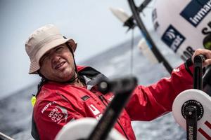 Onboard MAPFRE - Rafael Trujillo on the grinder on a long and boring watch - Leg six to Newport – Volvo Ocean Race 2015 photo copyright Francisco Vignale/Mapfre/Volvo Ocean Race taken at  and featuring the  class