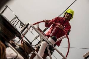Onboard MAPFRE – Early morning showers they are good for Andre Fonseca,aka Bochecha!! - Volvo Ocean Race 2015 photo copyright Francisco Vignale/Mapfre/Volvo Ocean Race taken at  and featuring the  class