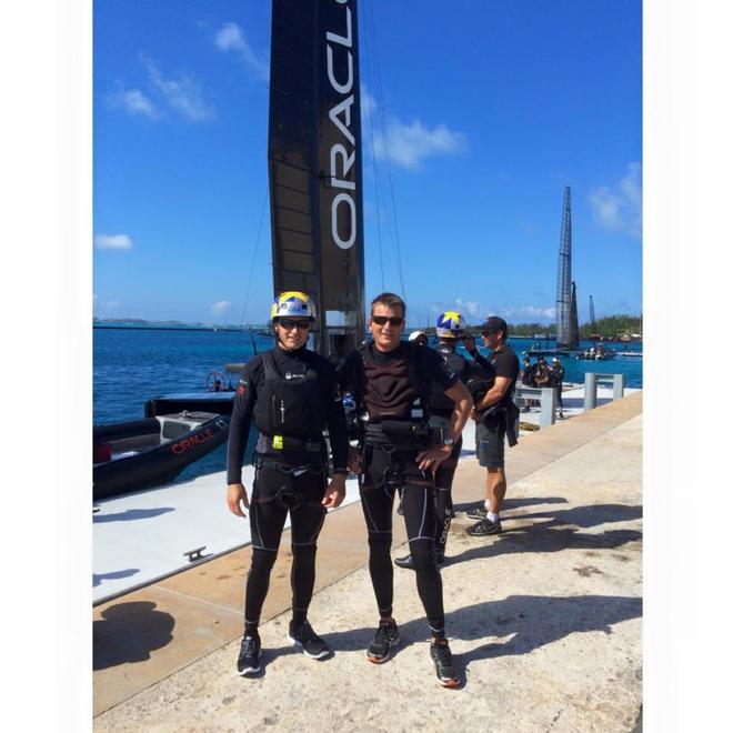 The verbal sniping that marked the relationship between Dean Barker and Jimmy Spithill appears to have been quickly set aside after Barker joined SoftBank Team Japan © Oracle Team USA media