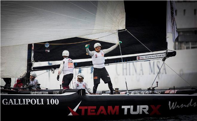 Celebrations onboard Team Turx powered by Kaya Ropes - Act 3, Qingdao 2015 - Day three © Lloyd Images