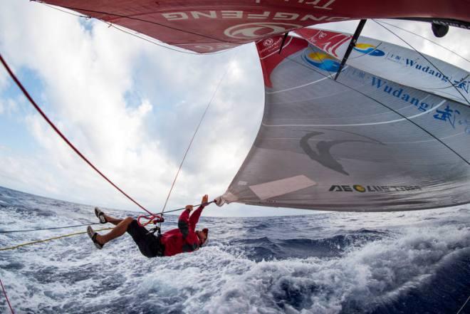 Leg 6 to Newport onboard Dongfeng Race Team. Day 14. The incredible Kevin Escoffier doing his best Ethan Hawk impression. - Volvo Ocean Race 2015 © Sam Greenfield/Dongfeng Race Team/Volvo Ocean Race