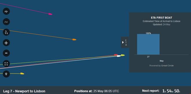 Position report at: 25 May 06:05 UTC - Leg 7 to Lisbon - Volvo Ocean Race 2015 © Volvo Ocean Race http://www.volvooceanrace.com