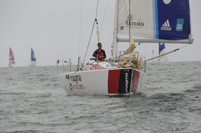 Alan Roberts got off to a good start in the Solo Concarneau, fifth at the first mark - Solo Concarneau 2015 © Artemis Offshore Academy