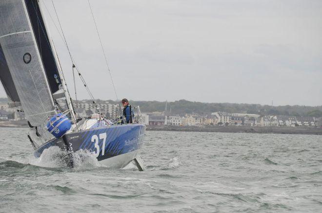 Rookie Rob Bunce led the fleet up the starboard side of the course - Solo Concarneau 2015 © Artemis Offshore Academy