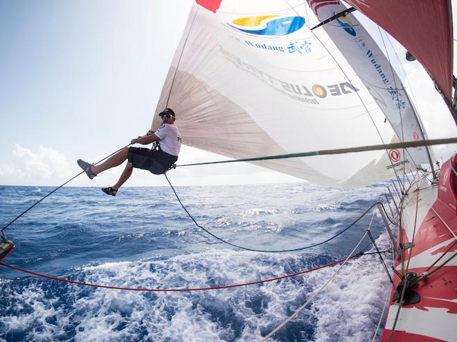 Eric Peron hanging out on Dongfeng ©  Sam Greenfield / Volvo Ocean Race