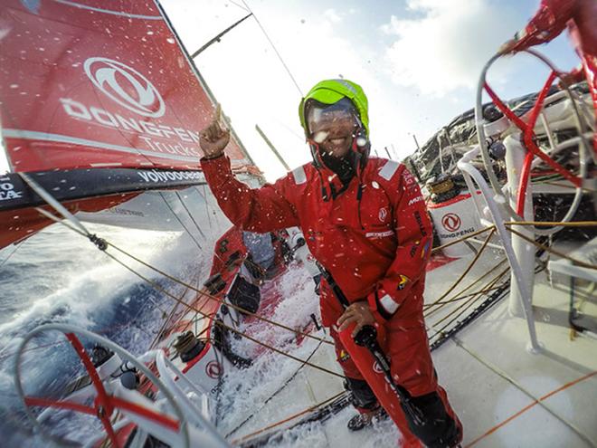 Jin Hao Chen 'Horace' gets really excited when we're in first place. © Sam Greenfield/Dongfeng Race Team/Volvo Ocean Race