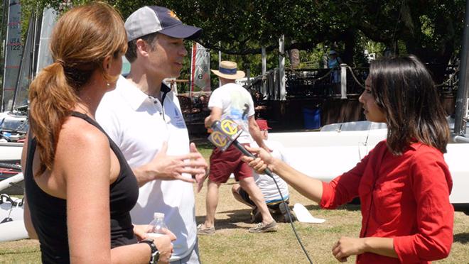 WJHG-TV interviewing A-class President before the regatta this morning. © A-Cat North Americans