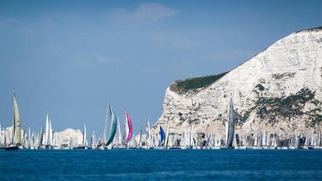 Paul Wyeth photographed a mass of RTI 2014 competitors after rounding the Needles during one of the slowest races on record - Round the Island Race © Paul Wyeth
