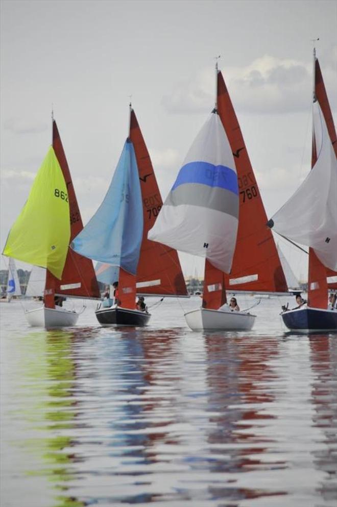 Racing is always neck and neck in the competitive Squib class - Burnham Week 2015 © Julio Graham