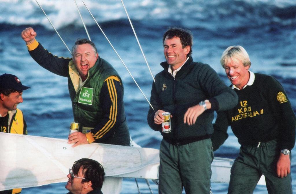 Australia II crew celebrate victory in 1983 - 12 Metres - America’s Cup © Paul Darling Photography Maritime Productions www.sail-world.com/nz