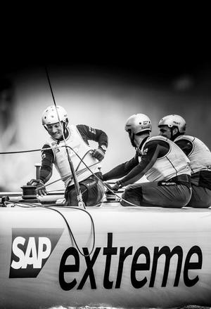 Thierry Douillard onboard SAP Extreme Sailing Team - Act 3, Qingdao 2015 - Day two photo copyright Lloyd Images taken at  and featuring the  class