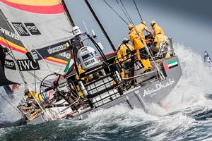 Abu Dhabi's Azzam piercing the North Atlantic Ocean on the leg 7 from Newport, USA to Lisbon, Portugal - Volvo Ocean Race 2014-15 photo copyright  Ian Roman / Abu Dhabi Ocean Racing taken at  and featuring the  class