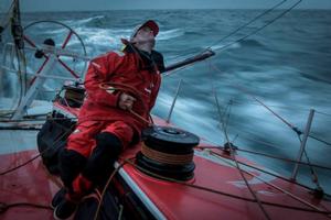 Onboard Dongfeng Race Team - Kevin Escoffier trimming along the ice exclusion zone - Leg 7 to Lisbon - Volvo Ocean Race photo copyright Yann Riou / Dongfeng Race Team taken at  and featuring the  class