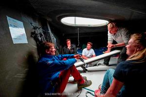 Ahead of the final warm up race of the season, the Artemis Offshore Academy squad took a tour of Paul Meilhat's state of the art IMOCA 60, racing in the 2016 Vendée Globe - SMA IMOCA 60 visit photo copyright Christophe Favreau http://christophefavreau.photoshelter.com/ taken at  and featuring the  class