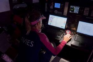 Leg six to Newport onboard Team SCA. Sam Davies studies the computer files of the gulf stream to make the best call for Team SCA's strategy. - Volvo Ocean Race 2015 photo copyright Corinna Halloran / Team SCA taken at  and featuring the  class