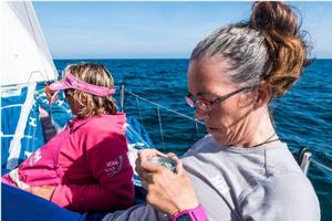 Leg 7 to Lisbon onboard Team SCA. Day 7. Abby Ehler and Libby Greenhalgh on watch. - Volvo Ocean Race 2015 photo copyright Anna-Lena Elled/Team SCA taken at  and featuring the  class